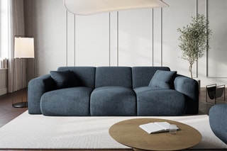 Canapé Nolio - Bleu roi - 3 places - En polyester - Toucher soie