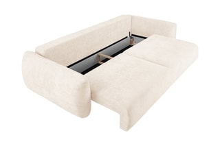 Canapé convertible Matera - Beige clair - 3 places - Tissu chenille