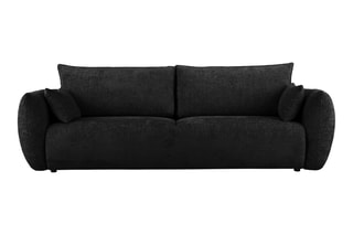 Canapé convertible avec coffre de rangement Matera - Noir - 3 places - En tissu chenille