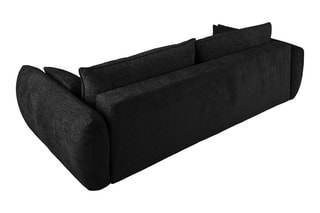 Canapé convertible avec coffre de rangement Matera - Noir - 3 places - En tissu chenille