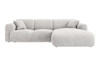 Canapé d'angle droit Nolio - Gris clair chiné - 4 places - En polyester - Toucher soie