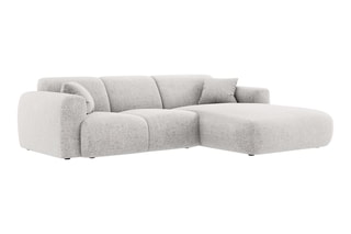 Canapé d'angle droit Nolio - Gris clair chiné - 4 places - En polyester - Toucher soie