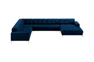 Canapé d'angle gauche Bali - Bleu roi - 7 places - Toucher velours