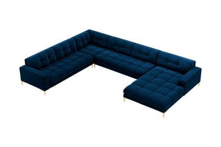 Canapé d'angle gauche Bali - Bleu roi - 7 places - Toucher velours