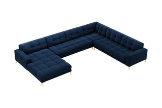 Canapé d'angle droit Bali - Bleu roi - 7 places - Toucher velours