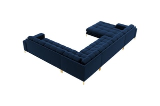 Canapé d'angle droit Bali - Bleu roi - 7 places - Toucher velours