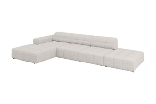 Canapé d’angle gauche Chicago - Gris clair - 5 places - En tissu chenille