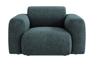 Fauteuil Nolio - Bleu pétrole chiné - En tissu chenille