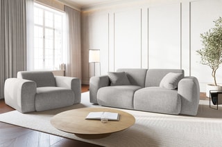 Fauteuil Nolio - Gris clair chiné - En tissu chenille