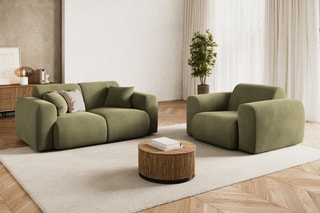 Fauteuil Nolio - Kaki - Toucher velours