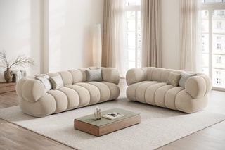 Canapé Koge - Beige clair - 2 places - Toucher velours