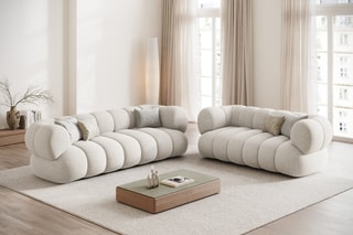 Canapé Koge - Beige clair - 2 places - En tissu chenille