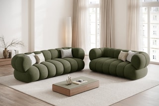 Canapé Koge - Vert - 2 places - En tissu chenille
