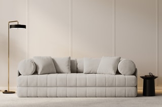Canapé convertible Kemi - Beige - 3 places - En tissu velours