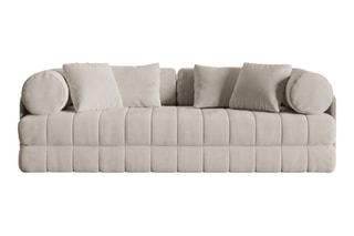 Canapé convertible Kemi - Beige - 3 places - En tissu velours