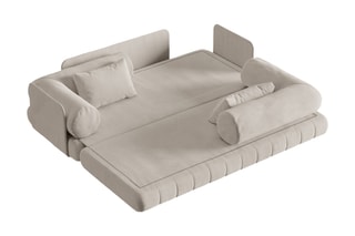 Canapé convertible Kemi - Beige - 3 places - En tissu velours