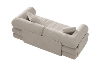 Canapé convertible Kemi - Beige - 3 places - En tissu velours