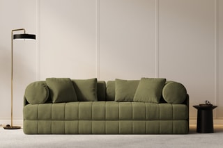 Canapé convertible Kemi - Vert - 3 places - En tissu velours