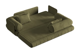 Canapé convertible Kemi - Vert - 3 places - En tissu velours