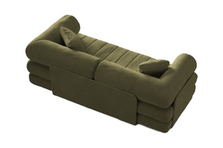 Canapé convertible Kemi - Vert - 3 places - En tissu velours