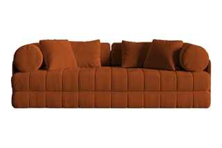 Canapé convertible Kemi - Rouge brique - 3 places - En tissu velours