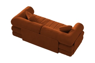 Canapé convertible Kemi - Rouge brique - 3 places - En tissu velours