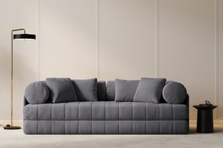 Canapé convertible Kemi - Gris foncé - 3 places - En tissu velours