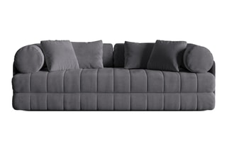 Canapé convertible Kemi - Gris foncé - 3 places - En tissu velours