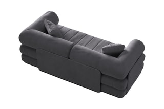 Canapé convertible Kemi - Gris foncé - 3 places - En tissu velours