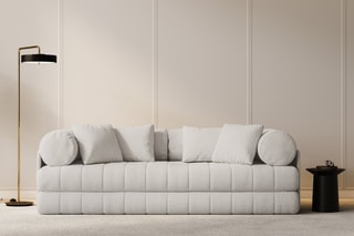 Canapé convertible Kemi - Beige clair - 3 places - En tissu bouclé