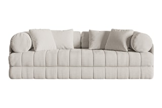 Canapé convertible Kemi - Beige clair - 3 places - En tissu bouclé