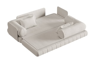 Canapé convertible Kemi - Beige clair - 3 places - En tissu bouclé