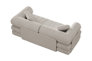 Canapé convertible Kemi - Beige clair - 3 places - En tissu bouclé
