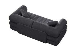 Canapé convertible Kemi - Gris foncé - 3 places - En tissu bouclé