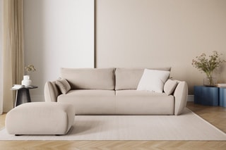 Canapé convertible Matera - Beige - 3 places - En tissu velours