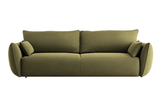 Canapé convertible Matera - Vert olive - 3 places - En tissu velours 