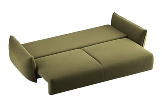 Canapé convertible Matera - Vert olive - 3 places - En tissu velours 