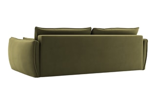 Canapé convertible Matera - Vert olive - 3 places - En tissu velours 
