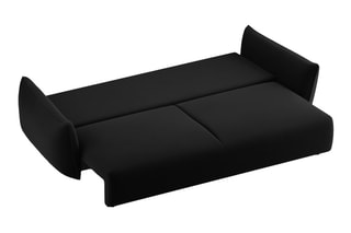 Canapé convertible Matera - Noir - 3 places - En tissu velours 