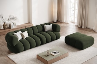 Canapé Koge - Vert olive - 4 places - Toucher velours