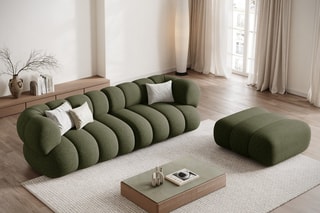Canapé Koge - Vert - 4 places - En tissu chenille