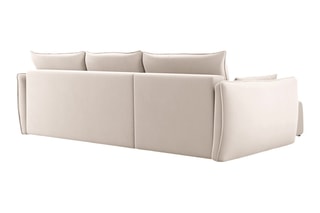 Canapé d’angle droit convertible Matera - Beige - 4 places - En tissu velours