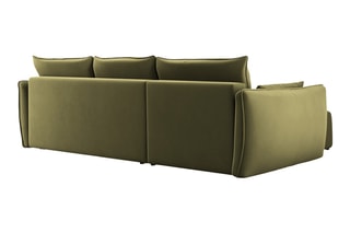 Canapé d’angle droit convertible Matera - Kaki - 4 places - En tissu velours