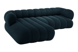 Canapé d’angle gauche Koge - Bleu pétrole - 5 places - En tissu velours