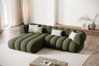 Canapé d’angle gauche Koge - Vert - 5 places - En tissu chenille