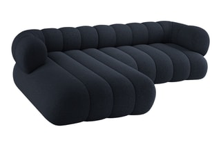 Canapé d’angle gauche Koge - Gris - 5 places - En tissu chenille