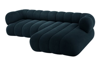 Canapé d’angle droit Koge - Bleu pétrole - 5 places - En tissu velours