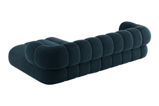 Canapé d’angle droit Koge - Bleu pétrole - 5 places - En tissu velours
