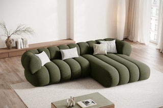 Canapé d’angle droit Koge - Vert - 5 places - En tissu chenille
