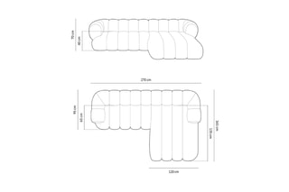 Canapé d’angle droit Koge - Gris clair - 5 places - En tissu chenille